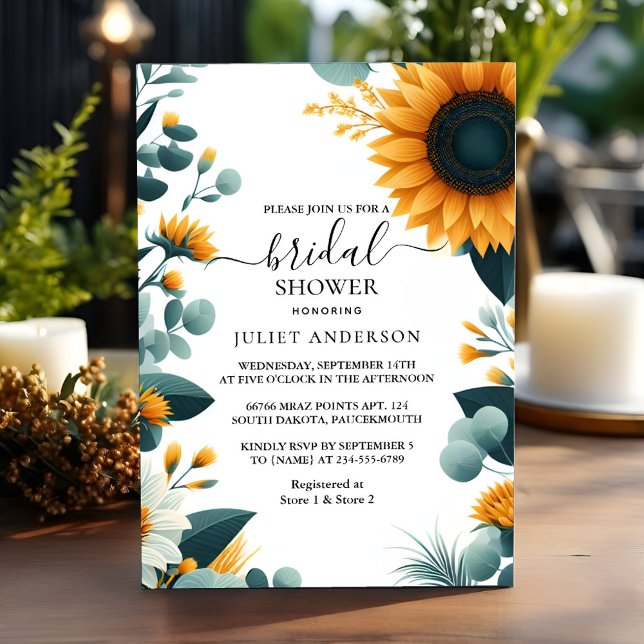 Rustic Garden Greenery Sunflower Bridal Shower Invitation (Creator Uploaded)