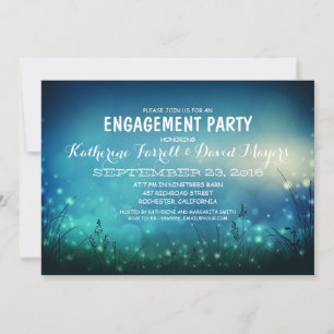 Rustic Garden Lights Romantic Engagement Party Invitation