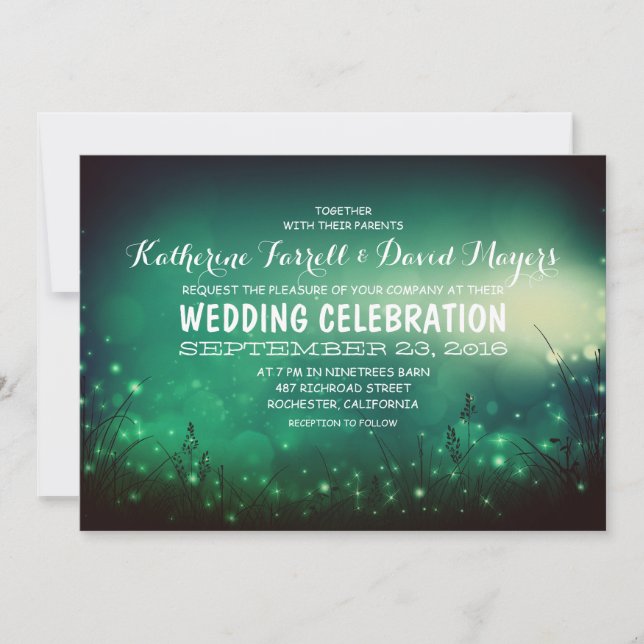 Rustic Garden Lights Romantic Wedding Invitation (Front)