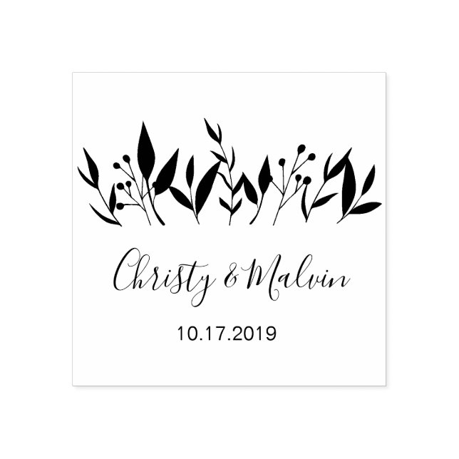 Rustic Garden Save the date logo Self-inking Rubber Stamp (Imprint)