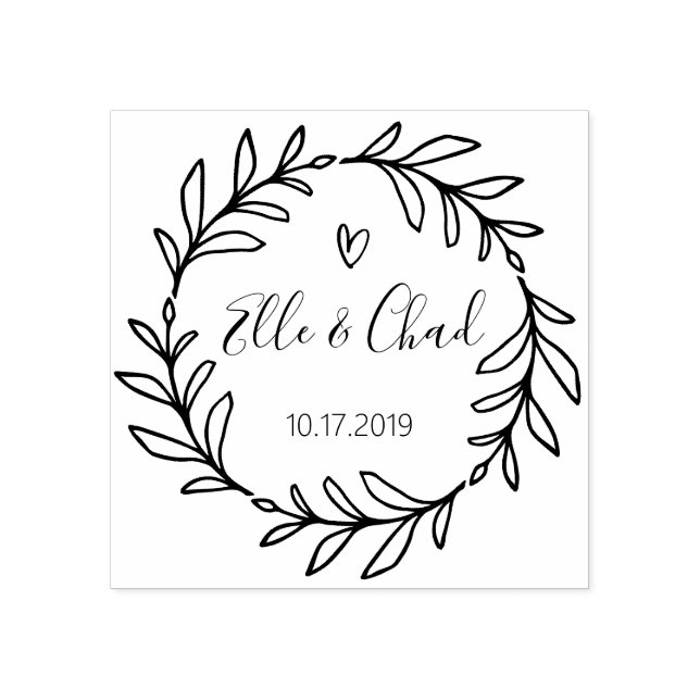 Rustic Garden Save the date round logo Self-inking Rubber Stamp (Imprint)