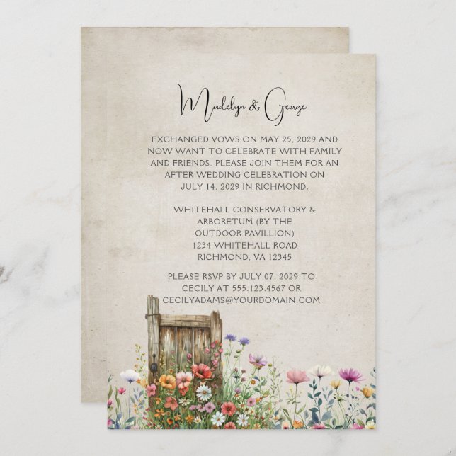 Rustic Garden Theme Reception Only Invitation (Front/Back)