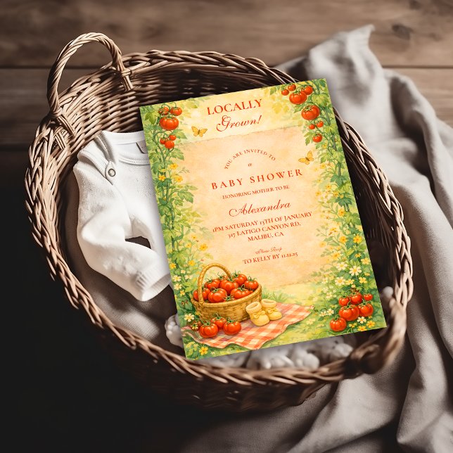 Rustic Garden Tomato Baby Shower Invitation (Creator Uploaded)