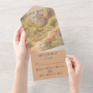 Rustic Garden Wedding  All In One Invitation