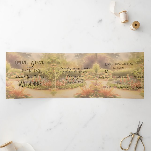 Rustic Garden Wedding  Tri-Fold Invitation (Inside)