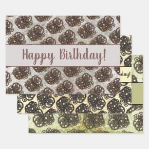 Rustic Gears Sprocket Steampunk On Stone Template  Wrapping Paper Sheet