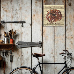 Rustic Gears Sprockets Steampunk Style Square Wall Square Wall Clock