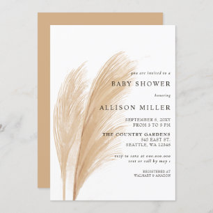 Rustic Gender Neutral Boho Pampas Baby Shower Invitation