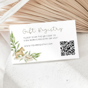 Rustic Gender Neutral Gift Registry QR Code Enclosure Card