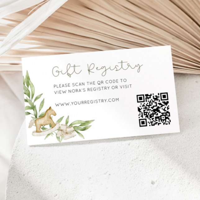 Rustic Gender Neutral Gift Registry QR Code Enclosure Card (Creator Uploaded)