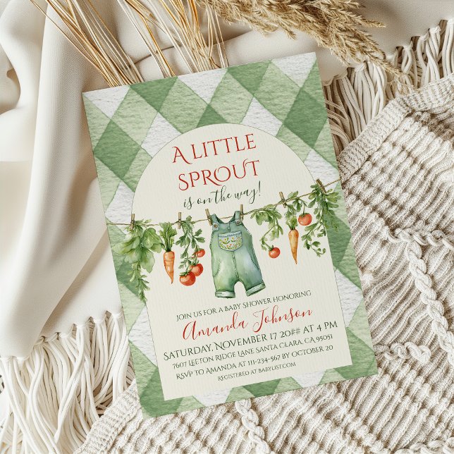 Rustic Gender Neutral Little Sprout Baby Shower Invitation (Creator Uploaded)
