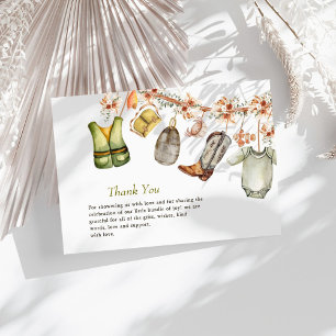 Rustic Gender Neutral Reel Fishing Baby Shower Thank You Card