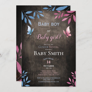 Rustic gender reveal watercolor floral invitation