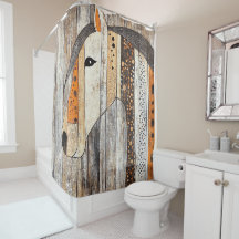 Rustic Geometric Boho Wood Grain Horse
