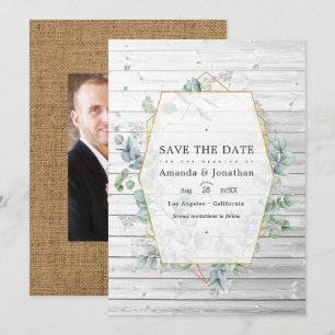 Rustic Geometric Eucalyptus Garden Wedding Save The Date