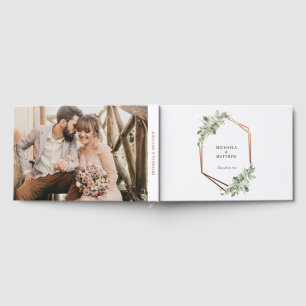 Rustic Geometric Greenery Wedding Real Rose Gold Guest Book