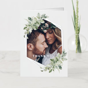 Rustic Geometric Greenery Wedding Real Silver Foil Greeting Card