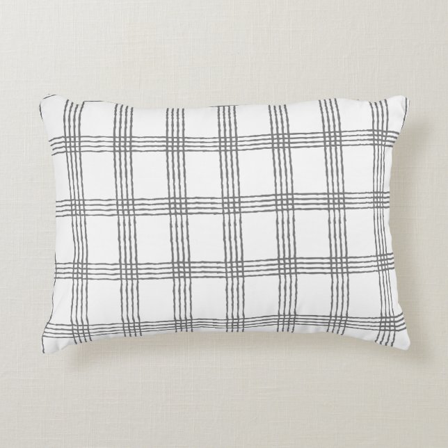 Rustic Geometric Modern Minimalist Plaid Decorative Cushion (Front)