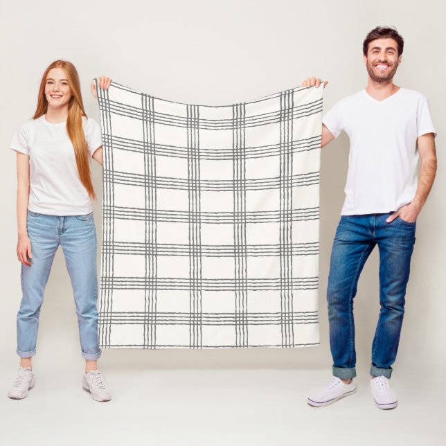 Rustic Geometric Modern Minimalist Plaid Fleece Blanket (In Situ)