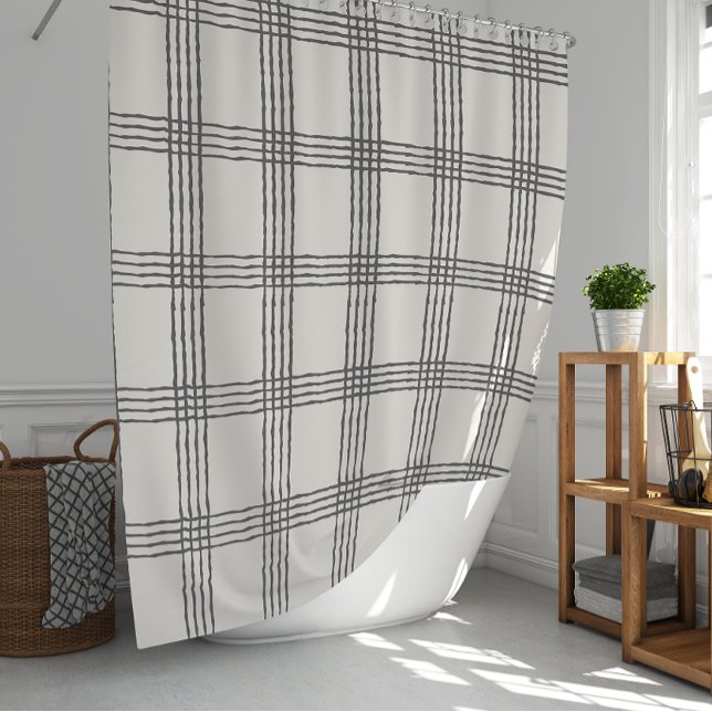 Rustic Geometric Modern Minimalist Plaid Shower Curtain (Rustic Geometric Modern Minimalist Plaid Shower Curtain)