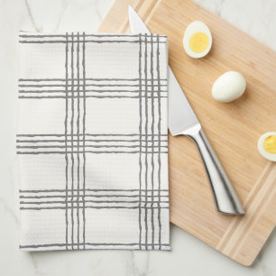 Rustic Geometric Modern Minimalist Plaid Tea Towel