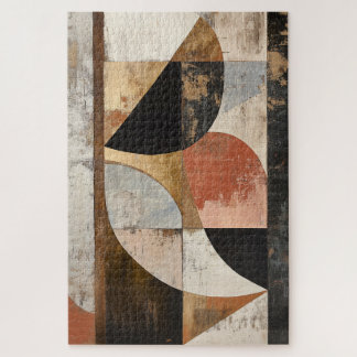  Rustic Geometric Pattern with Golden Patina Jigsaw Puzzle