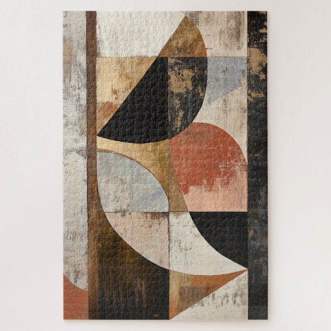  Rustic Geometric Pattern with Golden Patina Jigsaw Puzzle (Vertical)
