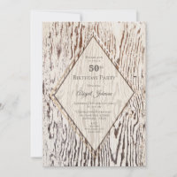 Rustic Geometric Wood Grain 50th Birthday Party