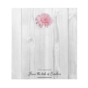 Rustic Gerber Daisy Personalised Notepad