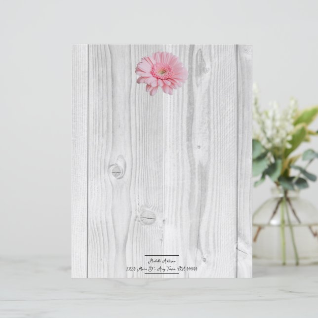 Rustic Gerber Daisy Personalised Paper Sheet (Standing Front)