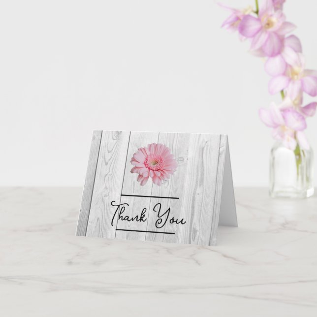 Rustic Gerber Daisy Thank You Card (Orchid)