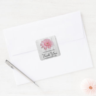 Rustic Gerber Daisy Thank You Sticker