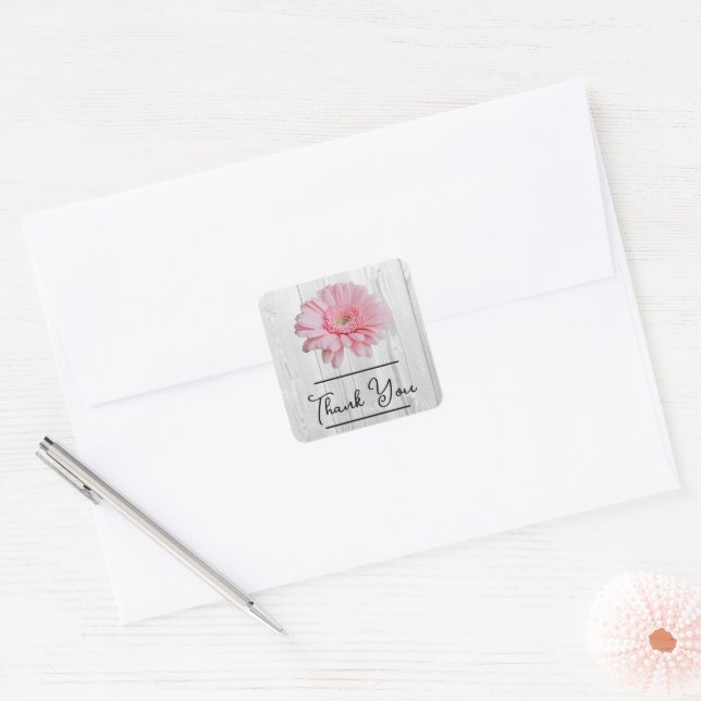 Rustic Gerber Daisy Thank You Sticker (Envelope)