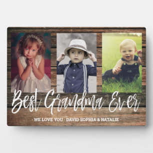 Rustic Gift Best Grandma Ever Photo Collage Plaque