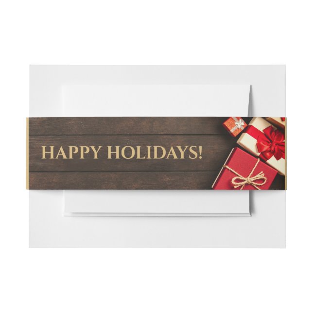 Rustic Gift Box, Christmas Invitation Belly Band (Front Example)
