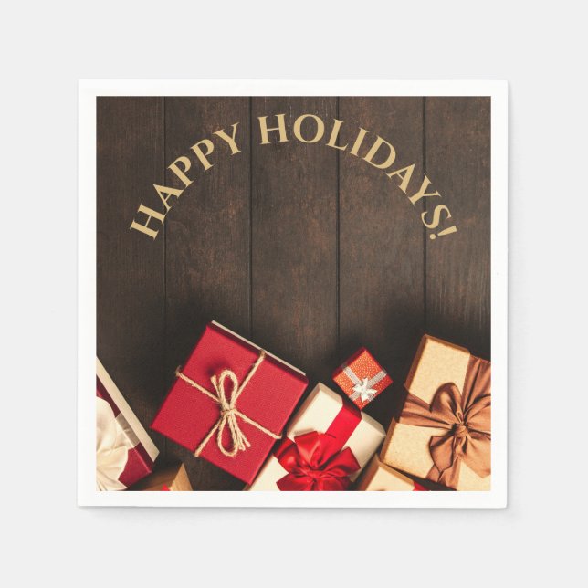 Rustic Gift Box, Christmas Napkin (Front)