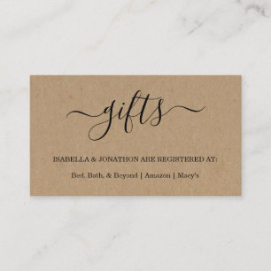 Rustic Gift Registry Insert / Invitation Enclosure