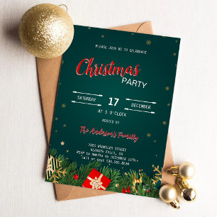 Rustic Gifts Stars Christmas Party Invitation