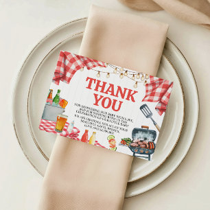 Rustic Gingham Baby-Q Thank You Card