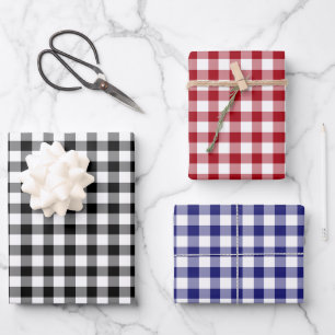 Rustic Gingham Checks Pattern Wrapping Paper Sheet