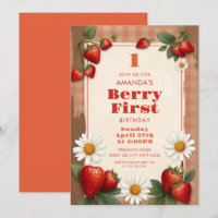 Rustic Gingham Strawberries Daisie 1st Birthday