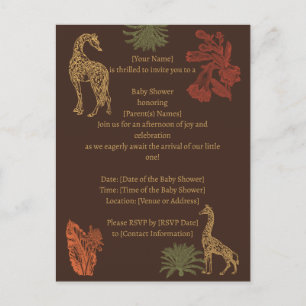 Rustic Giraffe Brown Floral Postcard