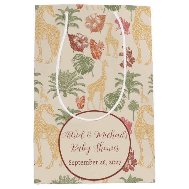 Rustic Giraffe Floral  Medium Gift Bag (Front)