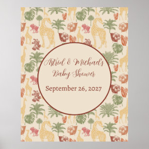 Rustic Giraffe Floral Poster