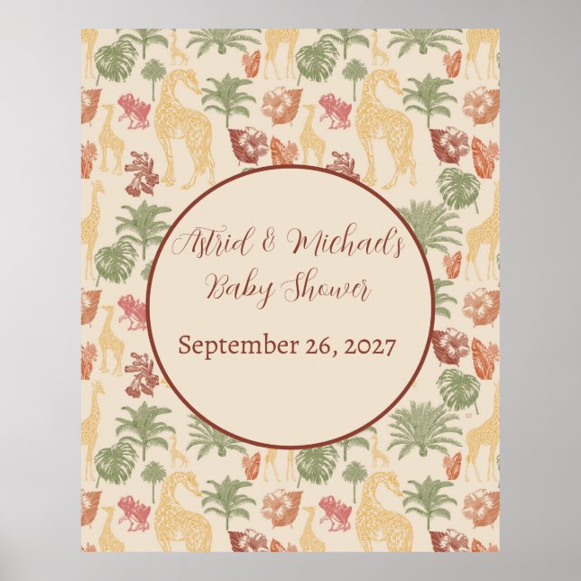Rustic Giraffe Floral  Poster (Front)