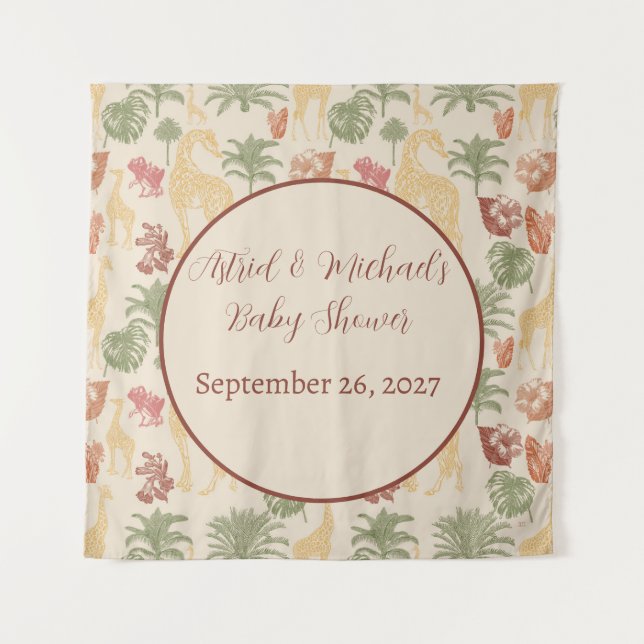 Rustic Giraffe Floral  Tapestry (Front)