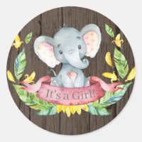 Rustic Girl Elephant Baby Shower Pink