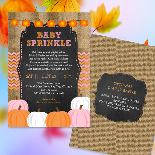 Rustic Girl Pumpkin baby sprinkle invitation