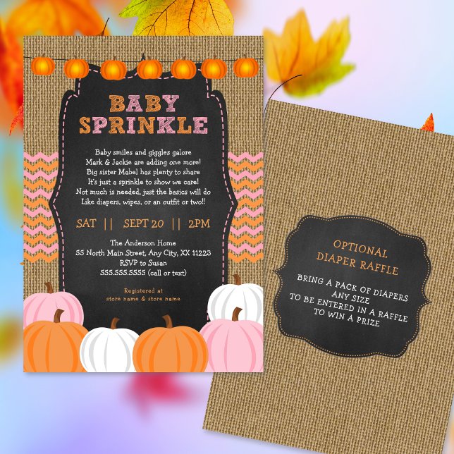 Rustic Girl Pumpkin baby sprinkle invitation (Creator Uploaded)