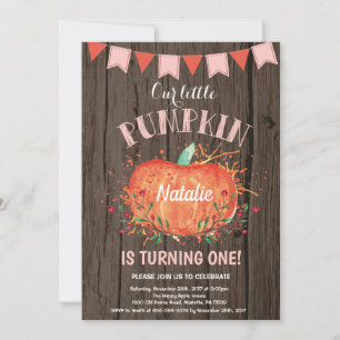 Rustic Girl Pumpkin Birthday Invitation Pink